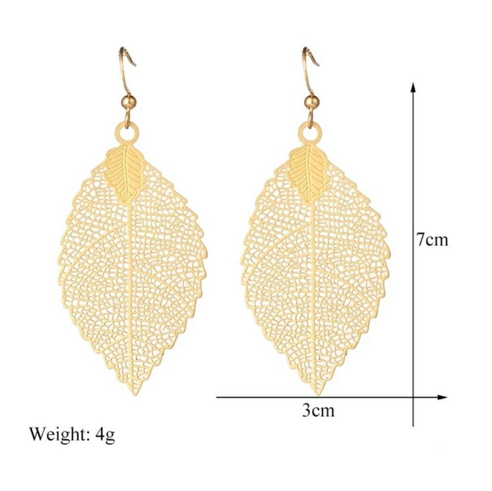 3 Pair Set Filigree Leaf Waterdrop Dangle Earring - Picture 5 of 16